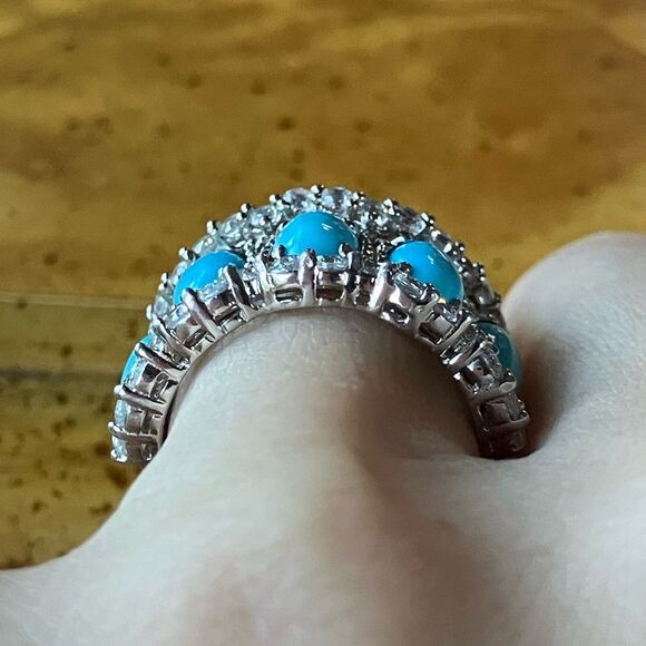 Sleeping Beauty Turquoise Sterling Silver Ring Size 6.75 - Picture 2 of 9